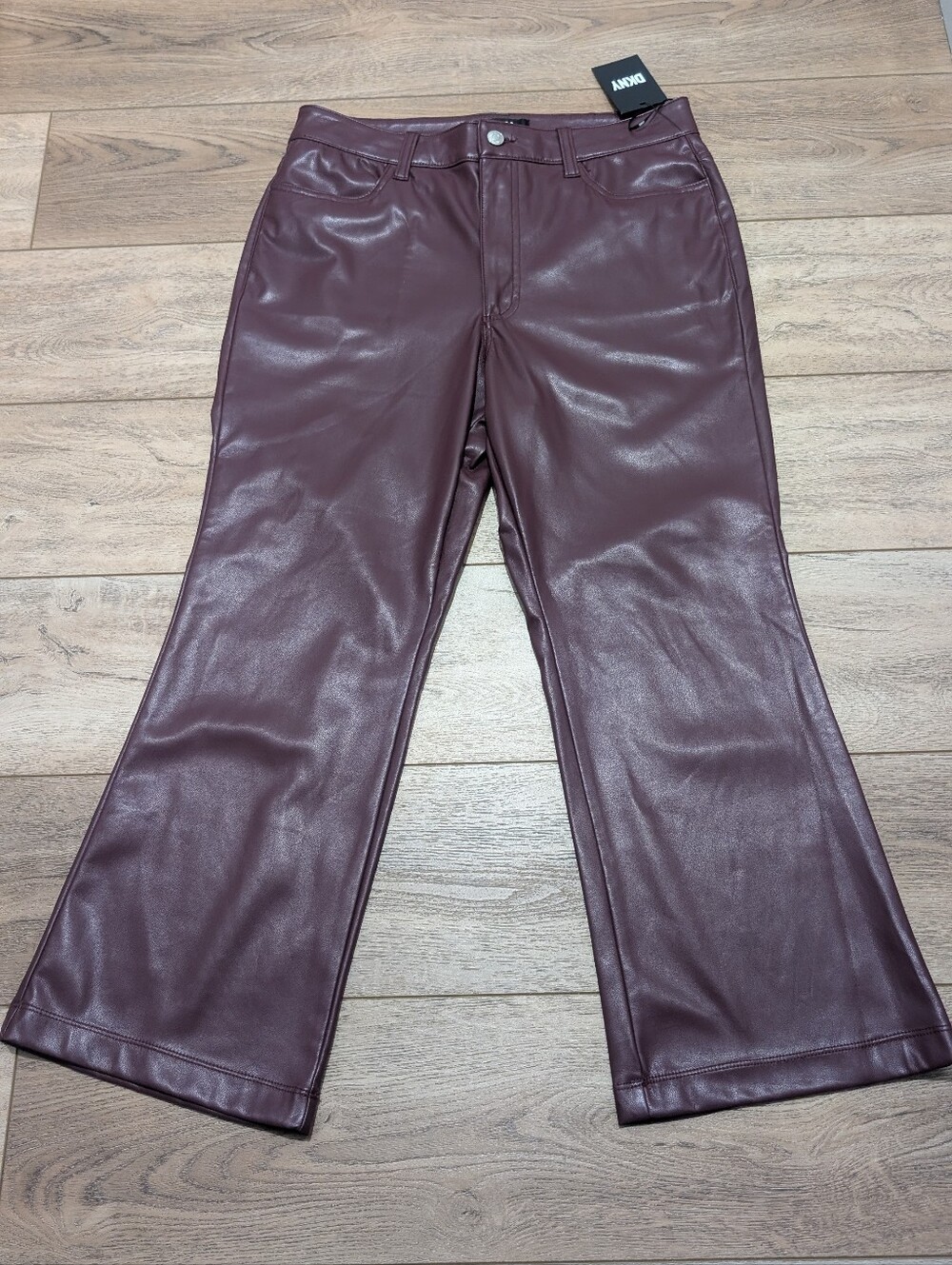 DKNY Women's Faux Leather Pants — Wine